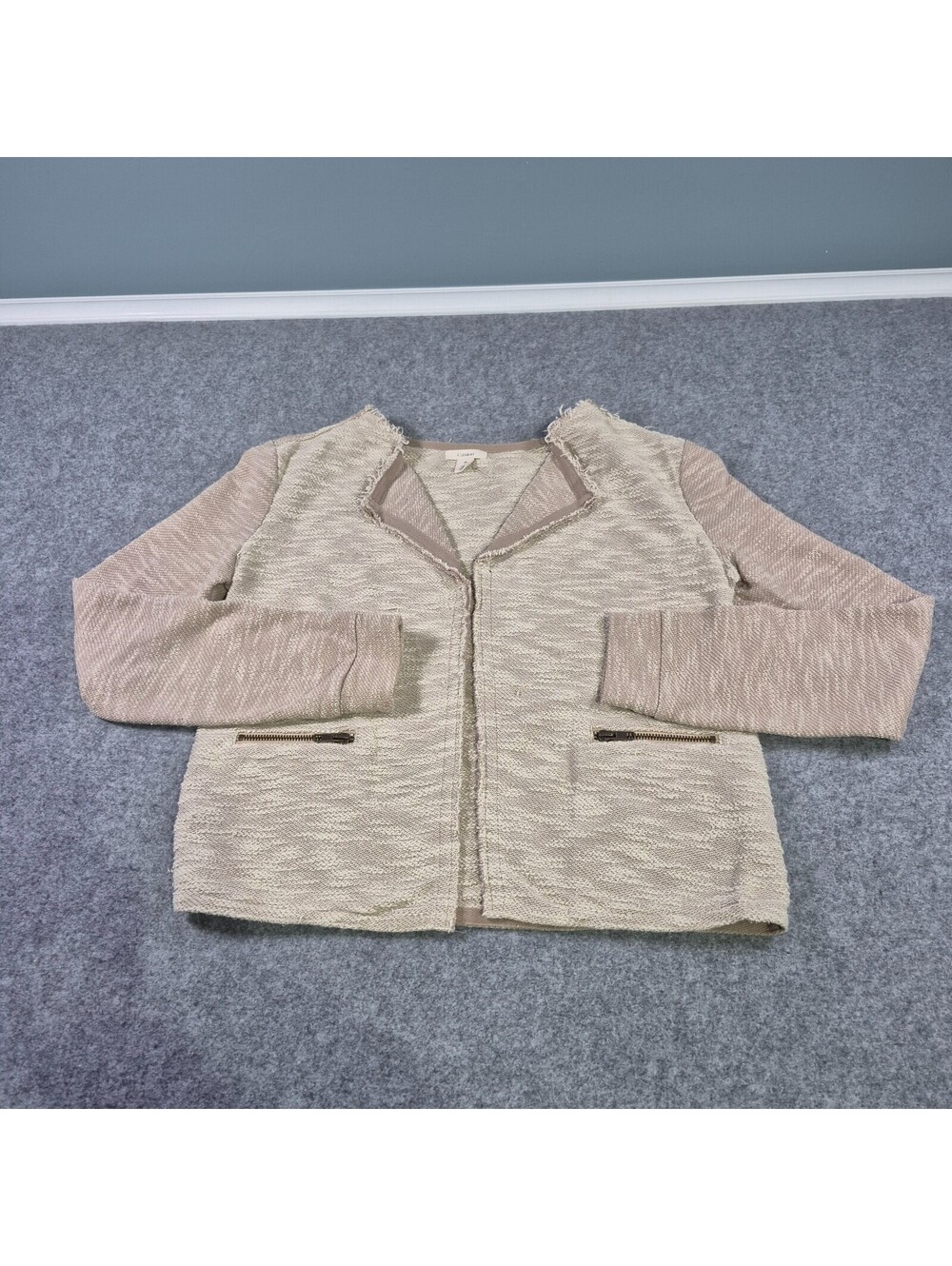 MAGASCHONI Open Front Cardigan Jacket Pockets Medium Business Casual Boho